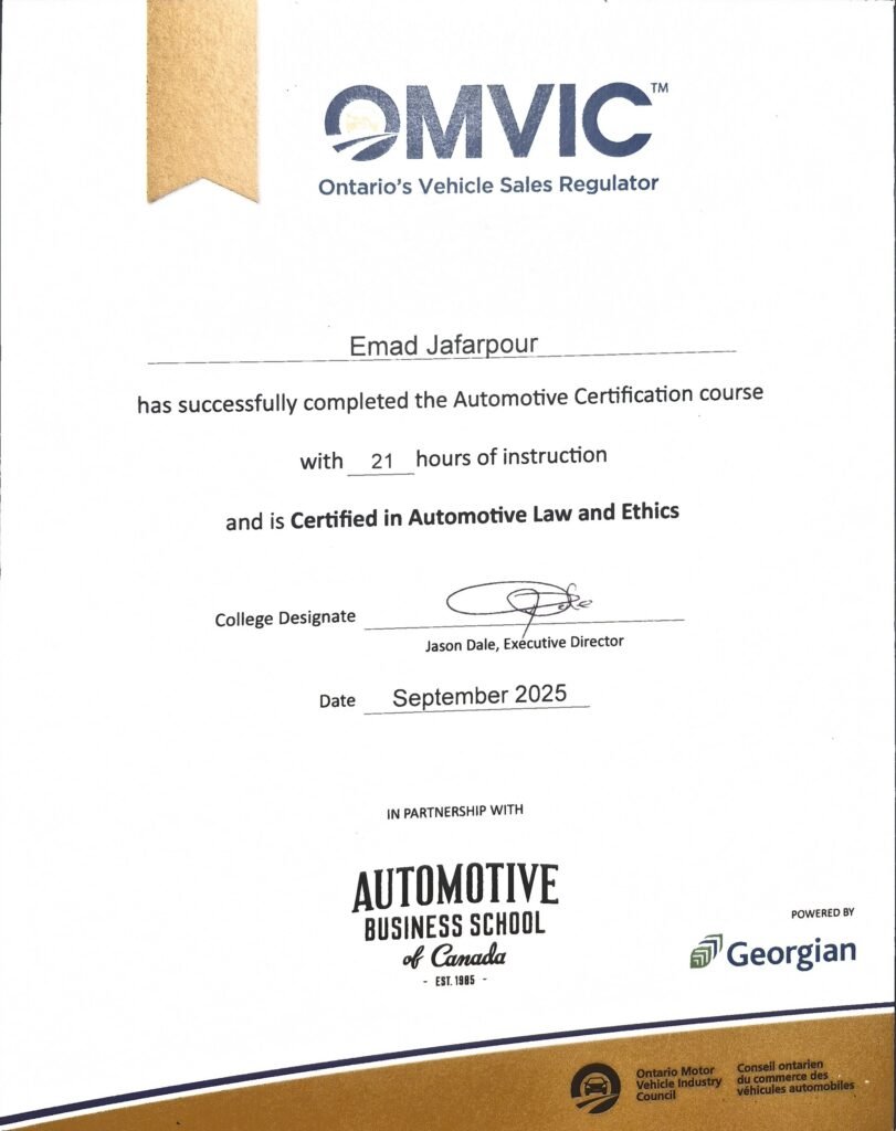 EMAD's OMVIC LICENSES